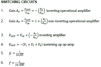 formulae sheet 2
