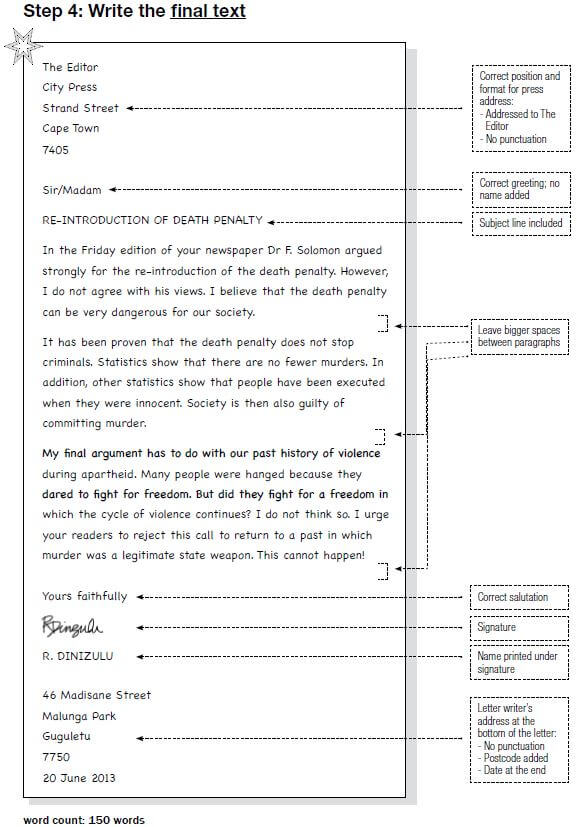 Letter To The Press Format Grade 12